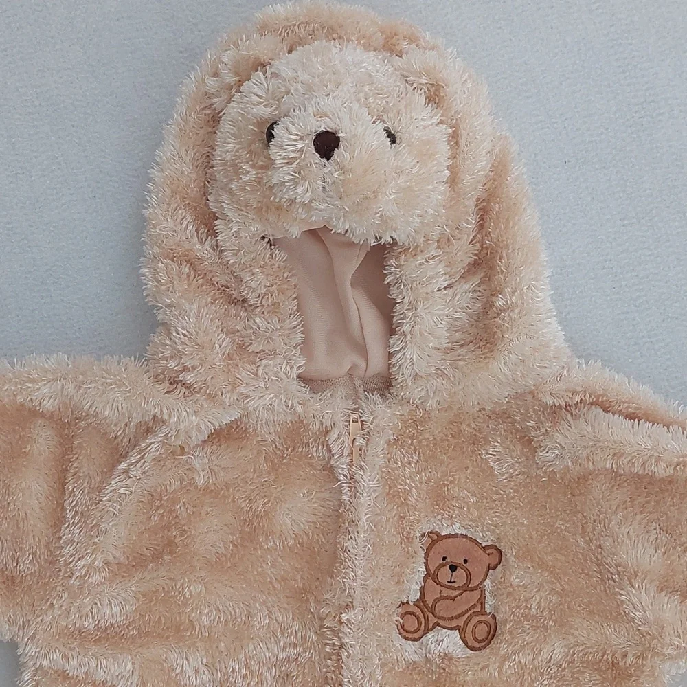 Tan Teddy Bear Baby Hooded Onesie/Costume NWOT